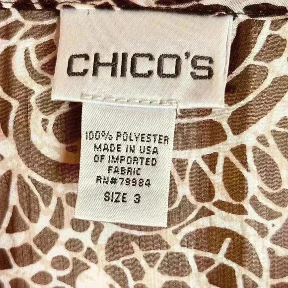 2-PIECE:  CHICO'S TUNIC BLOUSE AND UNDERPINNING SHELL, CHICO'S SIZE 3 LARGE - Picture 3 of 6